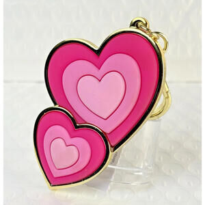 Bath & Body Works Pink Valentine's Layered Double Hearts Pocketbac Holder Clip